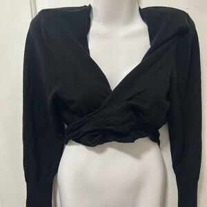525 America Elegant Black Knit Blouse